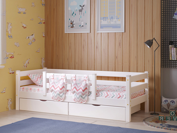 Кровать для мальчика от 3 лет с бортиками и ящиками