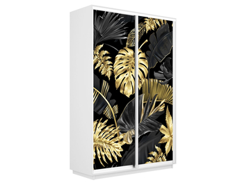 Шкаф-купе Экспресс 2-х дверный (Фото №1003 Листья золото)