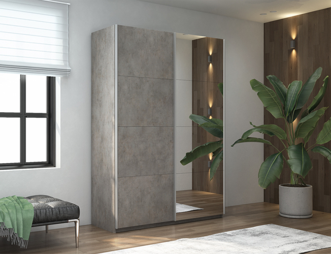 Шкаф-купе Прайм Люкс 2-х дверный (ЛДСП, зеркало)